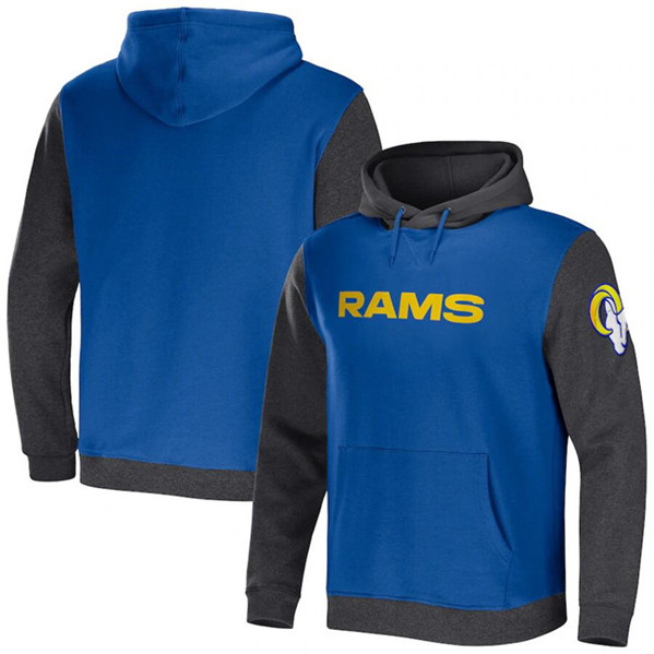 Los Angeles Rams x Darius Rucker Collection Royal/Heather Charcoal Colorblock Pullover Hoodie